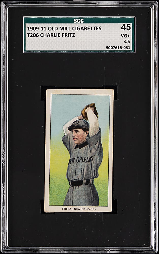 1909-1911 T206 White Border Charlie Fritz Southern Leaguer SGC VG+ 3.5 - Old Mill Back