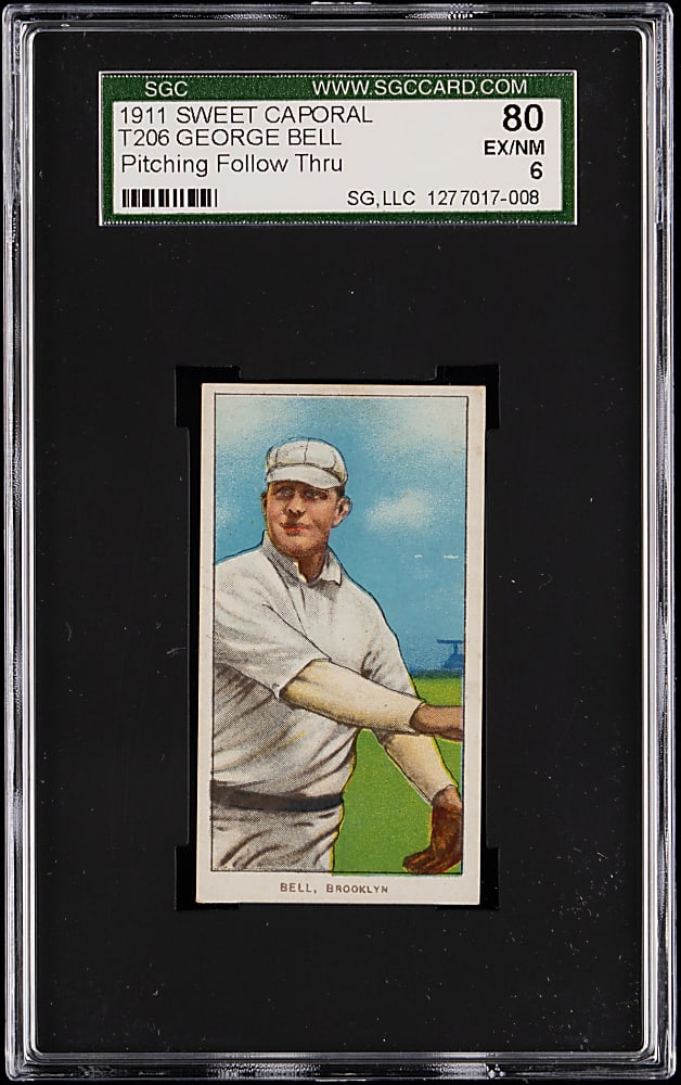 1909-1911 T206 White Border George Bell Pitching SGC EX/NM 6