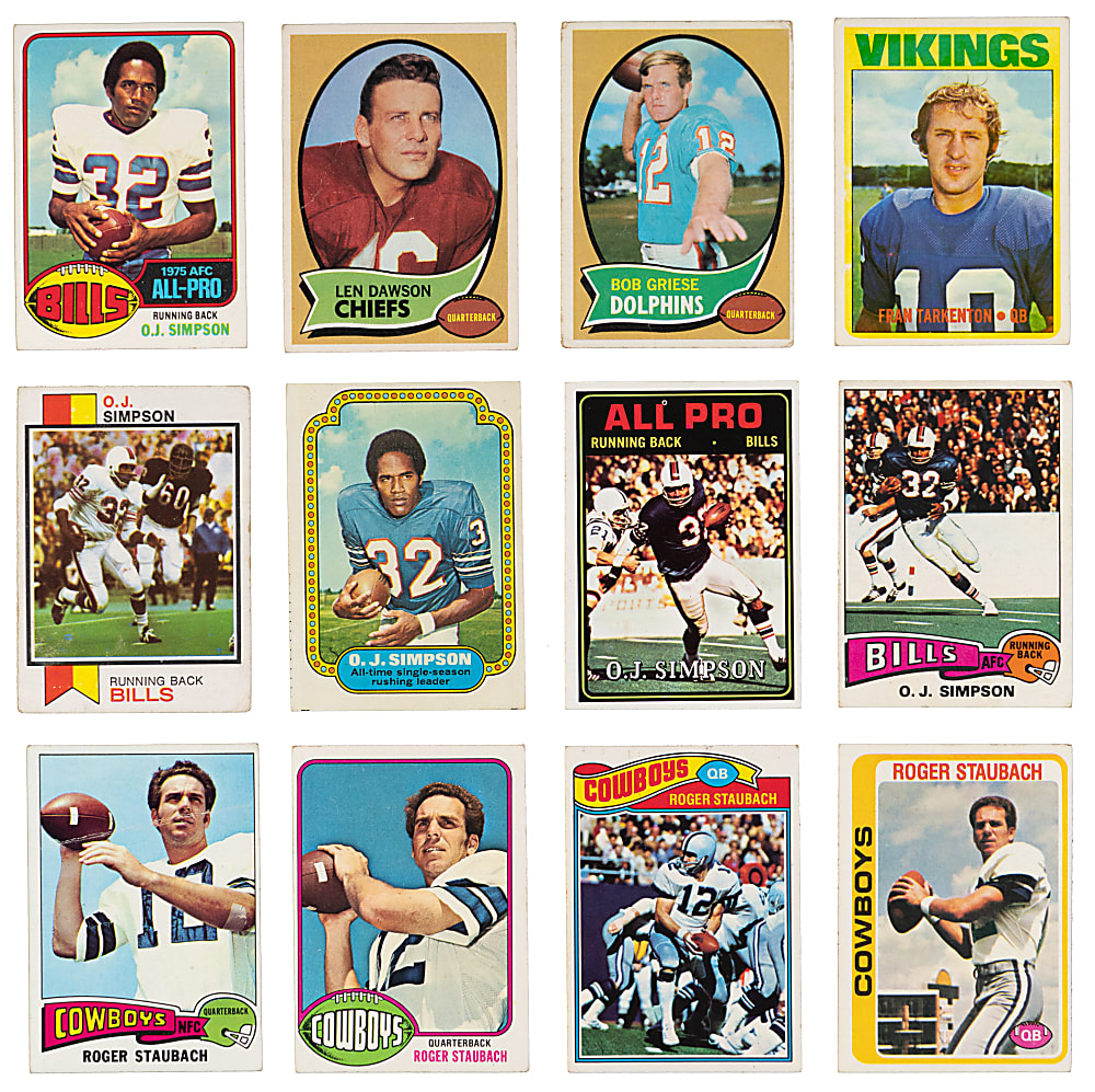 1970-1980 Topps Football Hall of Fame & Star Collection (129) with Namath, Payton, Staubach & Unitas