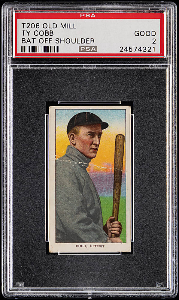 1909-1911 T206 White Border Ty Cobb Bat Off Shoulder PSA GOOD 2 - Old Mill Back