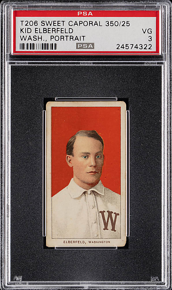 1909-1911 T206 White Border Kid Elberfeld Washington Portrait PSA VG 3
