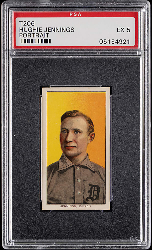 1909-1911 T206 White Border Hughie Jennings Portrait PSA EX 5