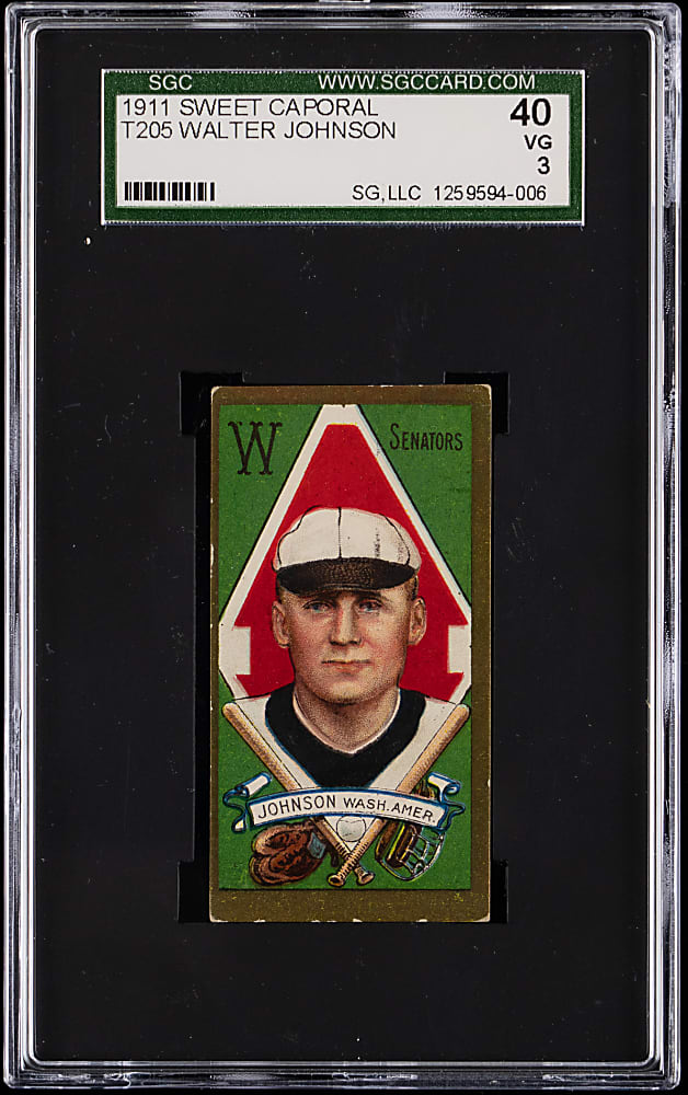 1911 T205 Gold Border Walter Johnson SGC VG 3