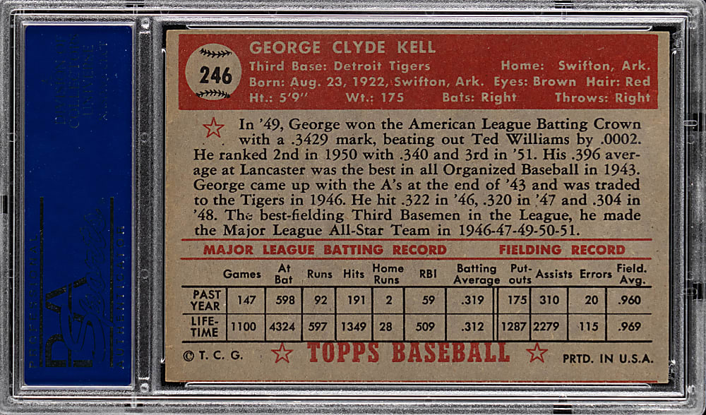 1952 Topps #246 George Kell PSA NM 7