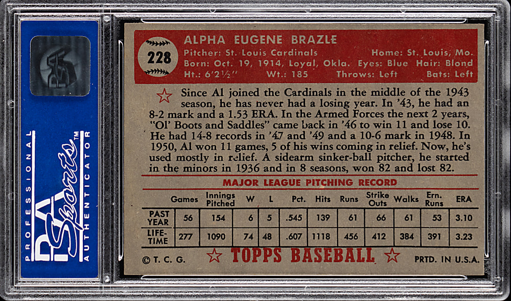 1952 Topps #228 Al Brazle PSA NM-MT 8