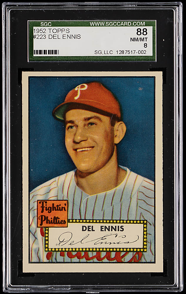 1952 Topps #223 Del Ennis SGC NM/MT 8
