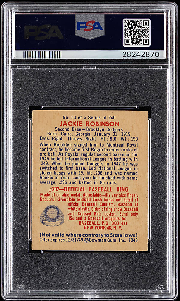 1949 Bowman #50 Jackie Robinson Rookie PSA EX 5