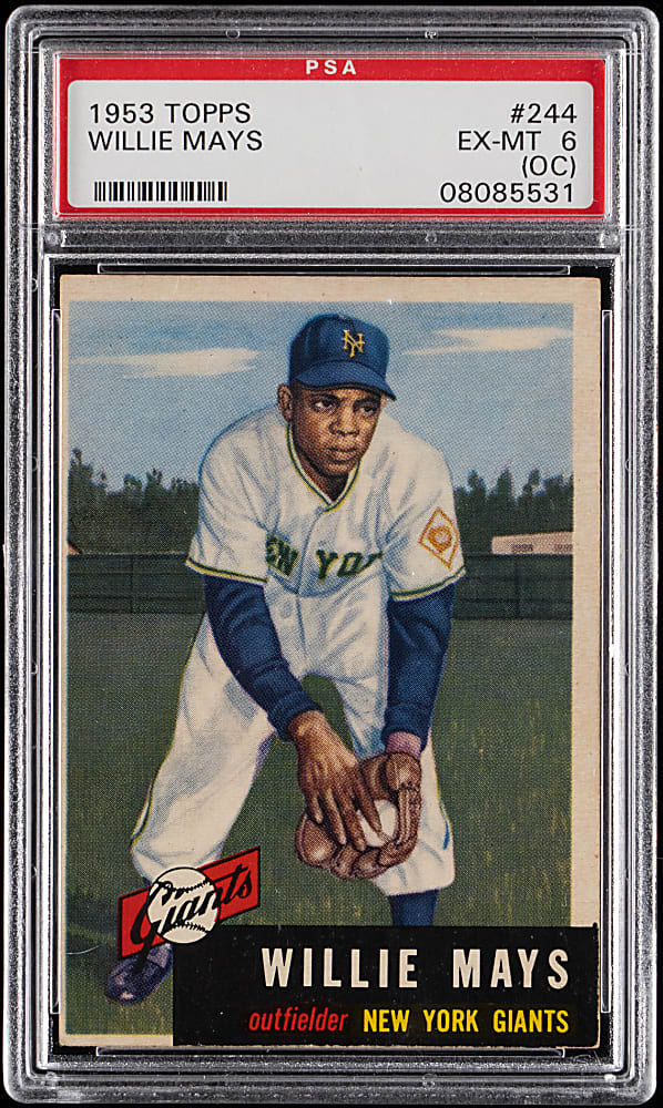 1953 Topps #244 Willie Mays High Number PSA EX-MT 6 (oc)