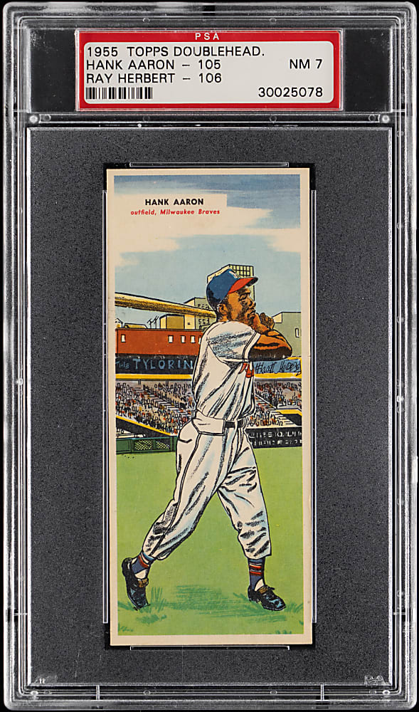 1955 Topps Doubleheaders #105 Hank Aaron/#106 Ray Herbert PSA NM 7