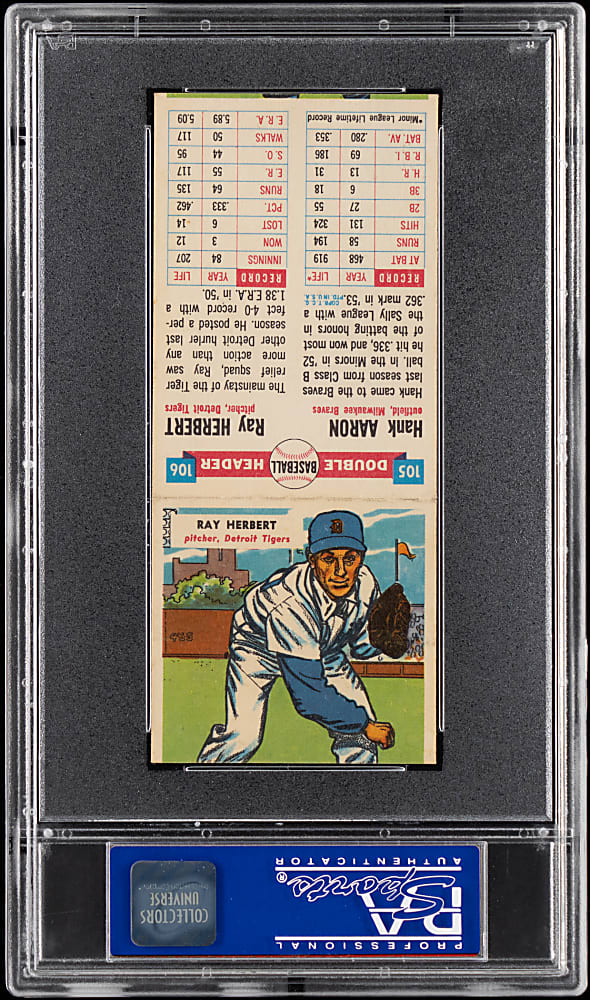 1955 Topps Doubleheaders #105 Hank Aaron/#106 Ray Herbert PSA NM 7