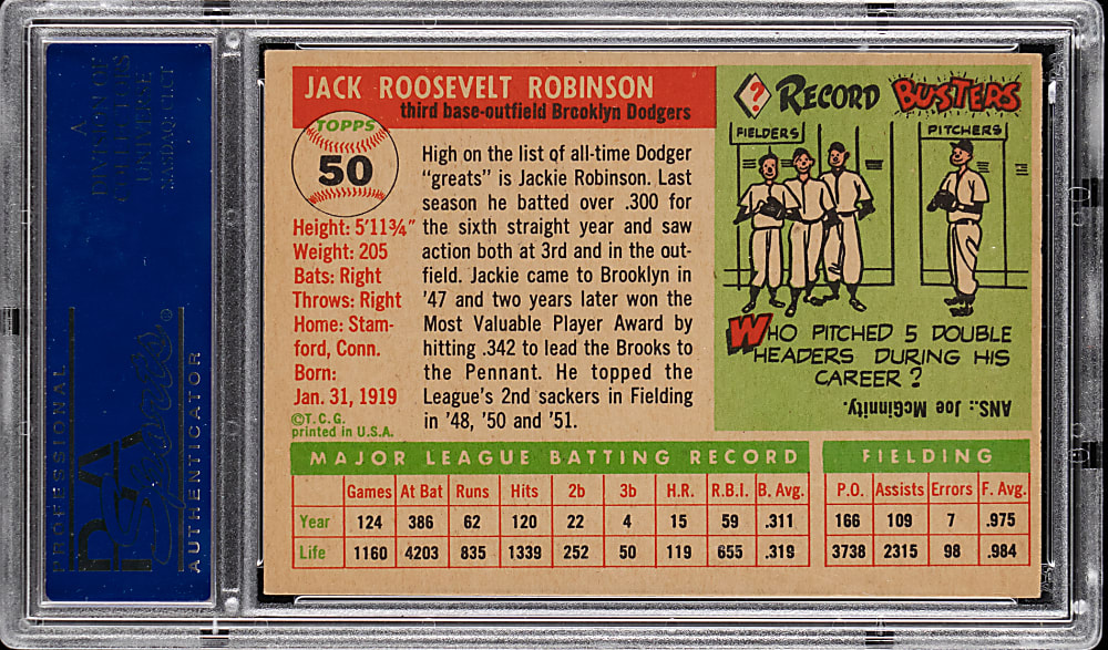 1955 Topps #50 Jackie Robinson Full Diamond PSA EX-MT 6