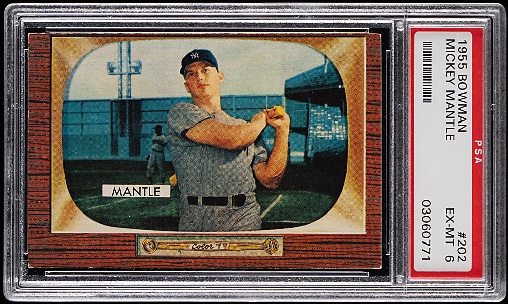 1955 Bowman #202 Mickey Mantle PSA EX-MT 6