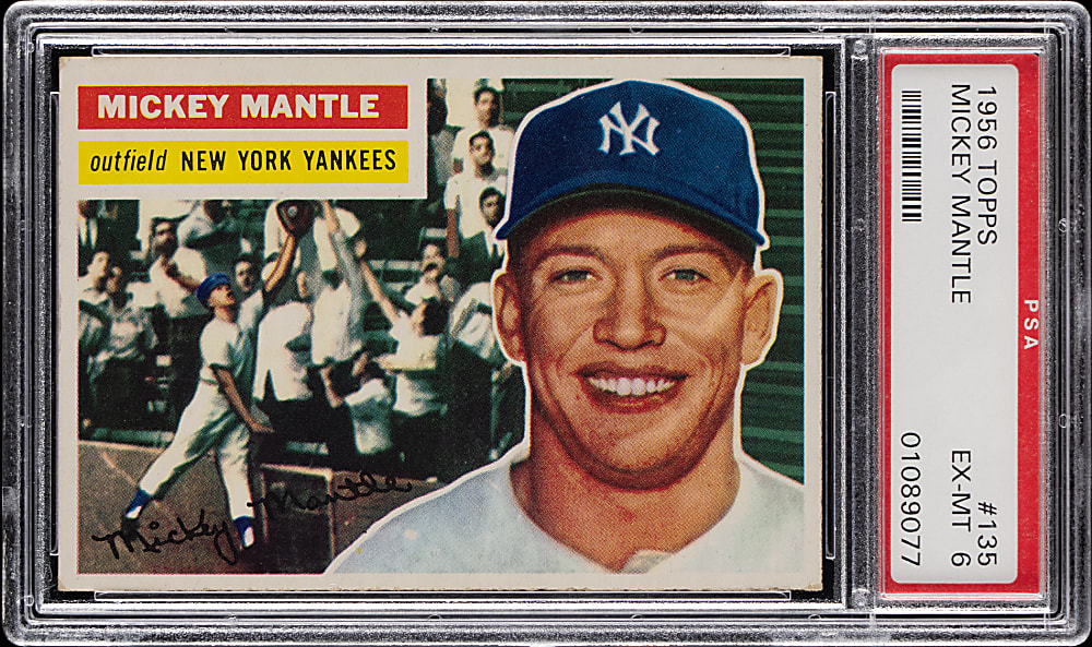 1956 Topps #135 Mickey Mantle White Back PSA EX-MT 6