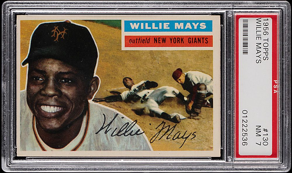 1956 Topps #130 Willie Mays Gray Back PSA NM 7