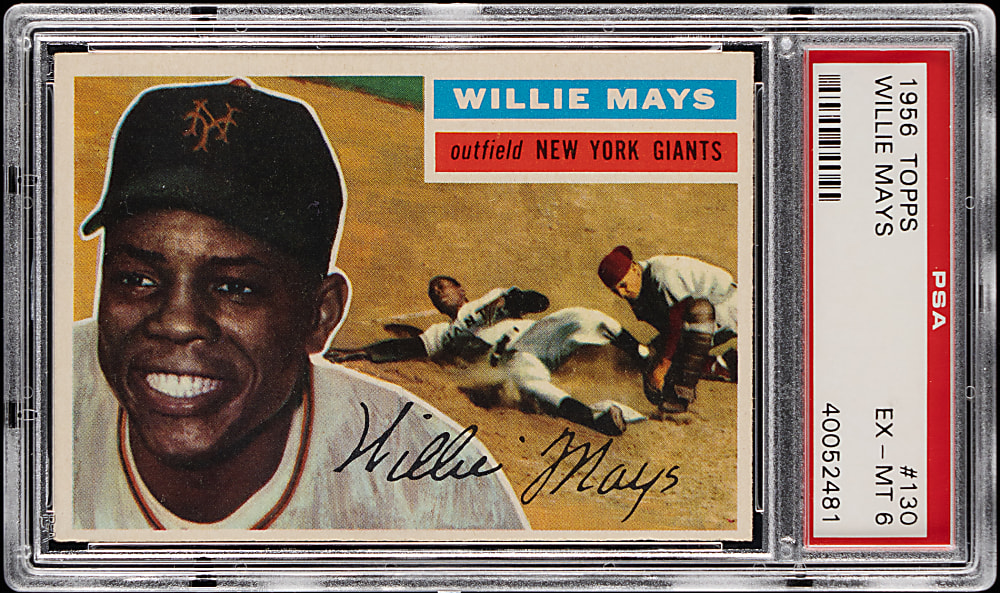 1956 Topps #130 Willie Mays Gray Back PSA EX-MT 6