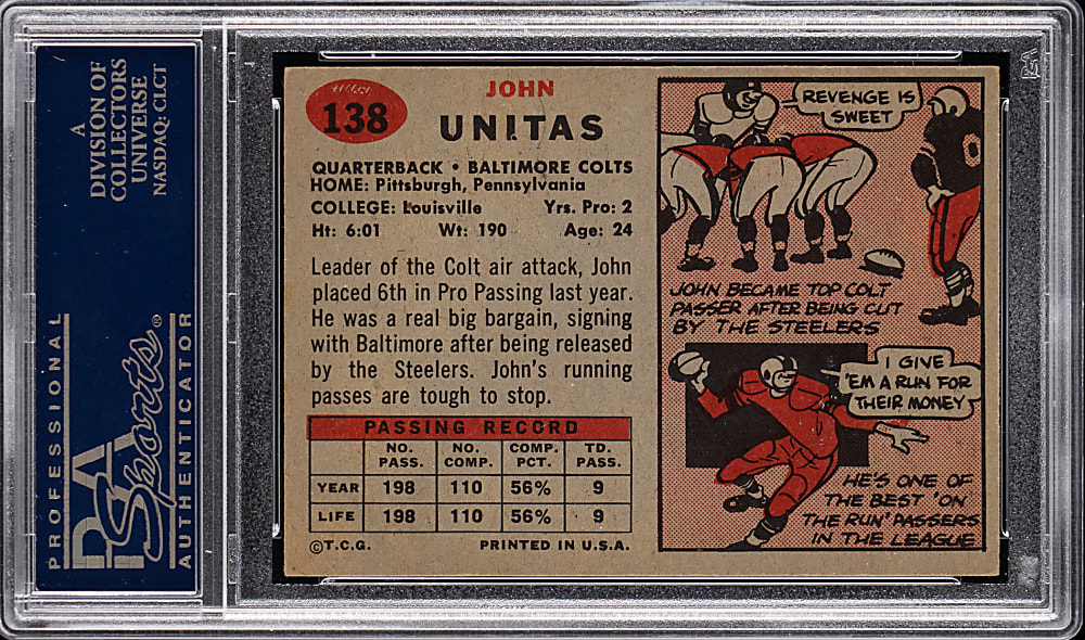 1957 Topps Football #138 Johnny Unitas Rookie PSA EX-MT 6