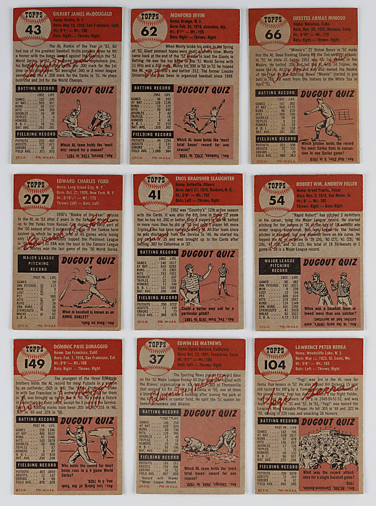 1953 Topps Starter Set (80) with (7) Hall of Famers Including Berra, Ford & Mathews Plus (5) High Numbers