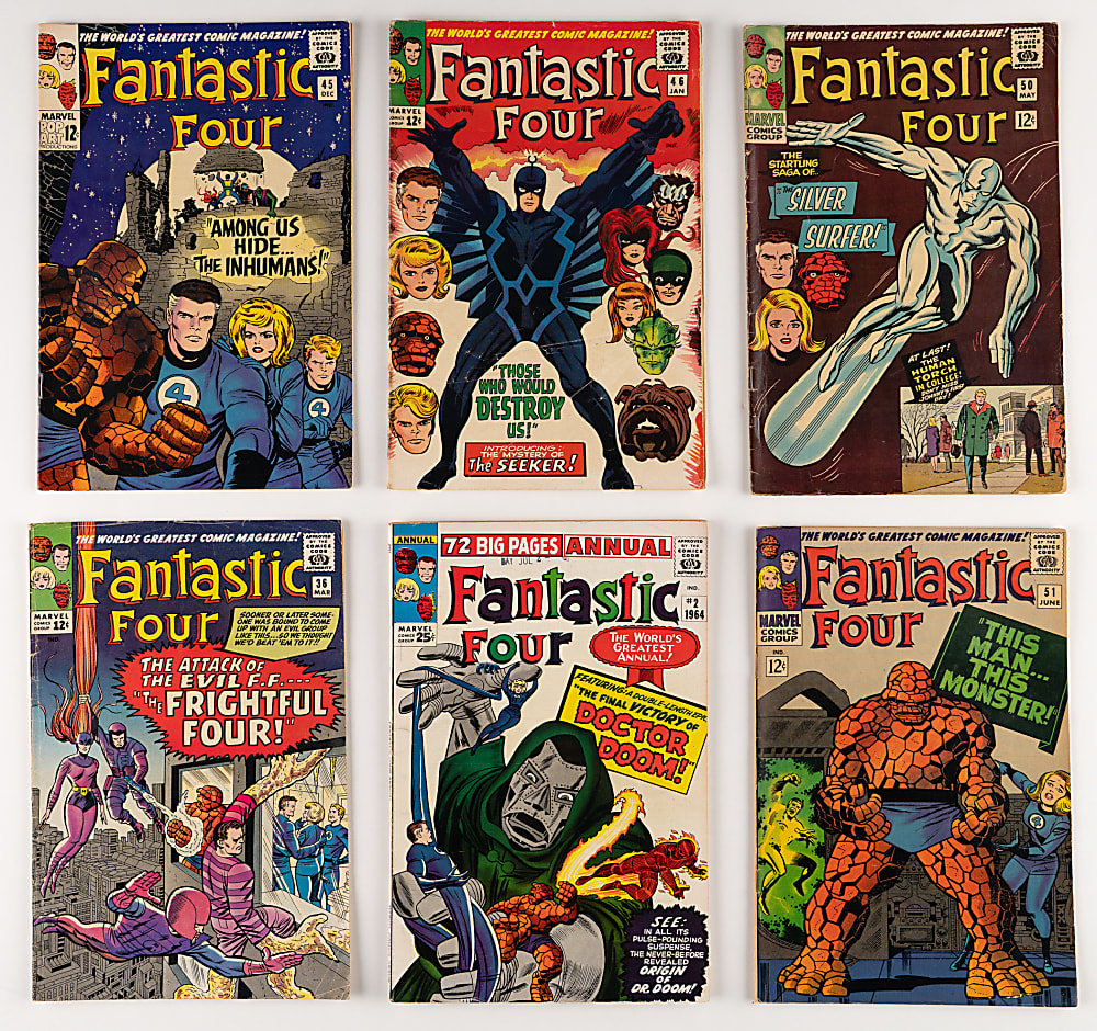 1963-1966 Marvel Comics Fantastic Four Early Issues (27) with #45 First Inhumans, #50 Silver Surfer Battles Galactus & Annual #2 Dr. Doom Origin