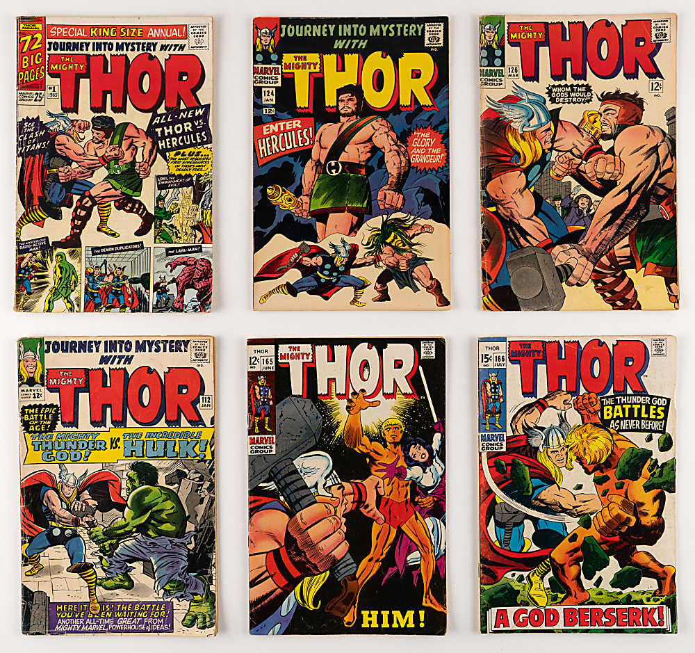 1965-1975 Marvel Comics Journey Into Mystery/Thor Collection (52) with JIM #112 First Thor Versus Hulk & Thor #165 First Warlock/Him