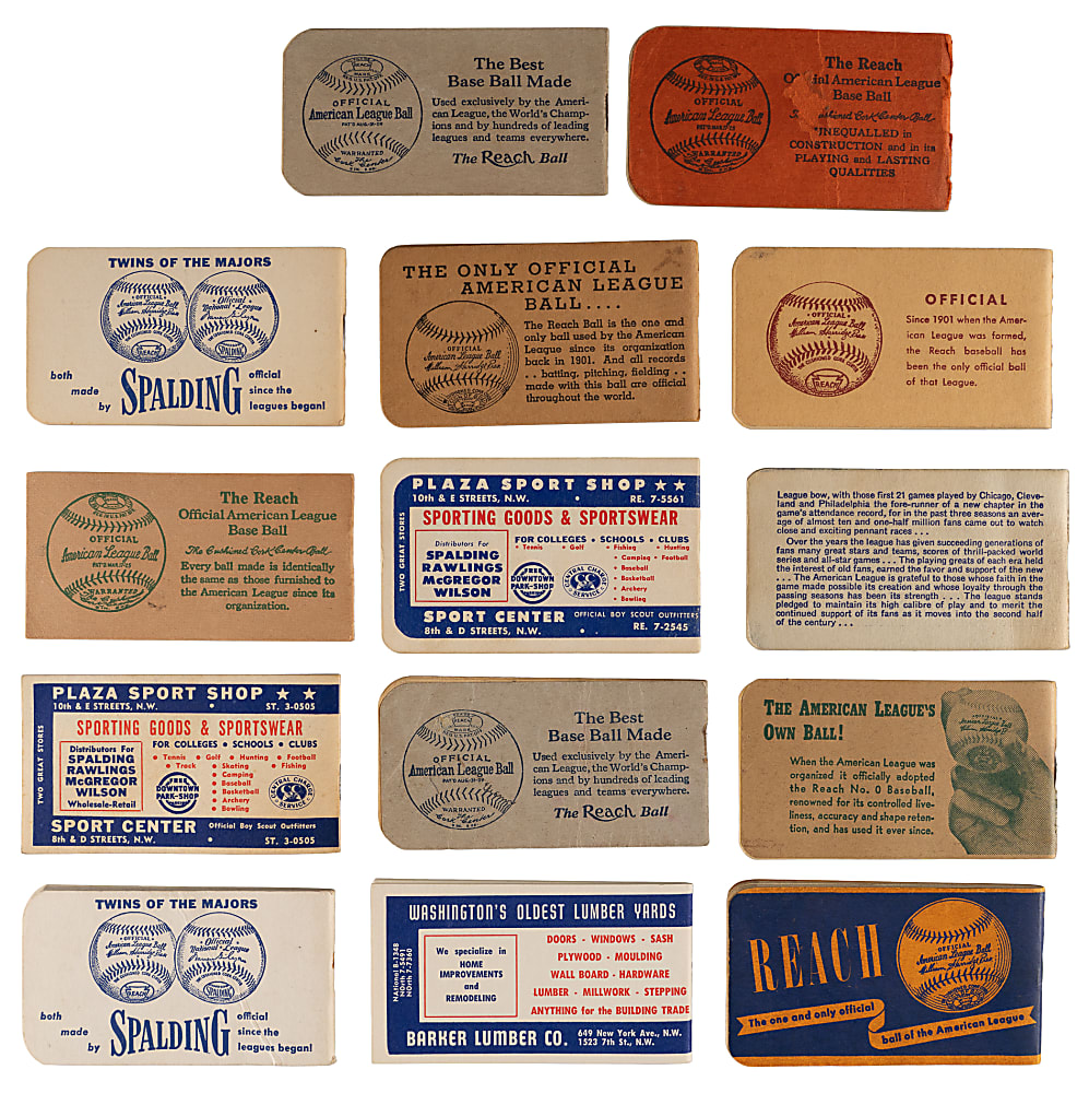 1924-1960 American League Pocket Schedules (14) with Various Pre-War Including 1927