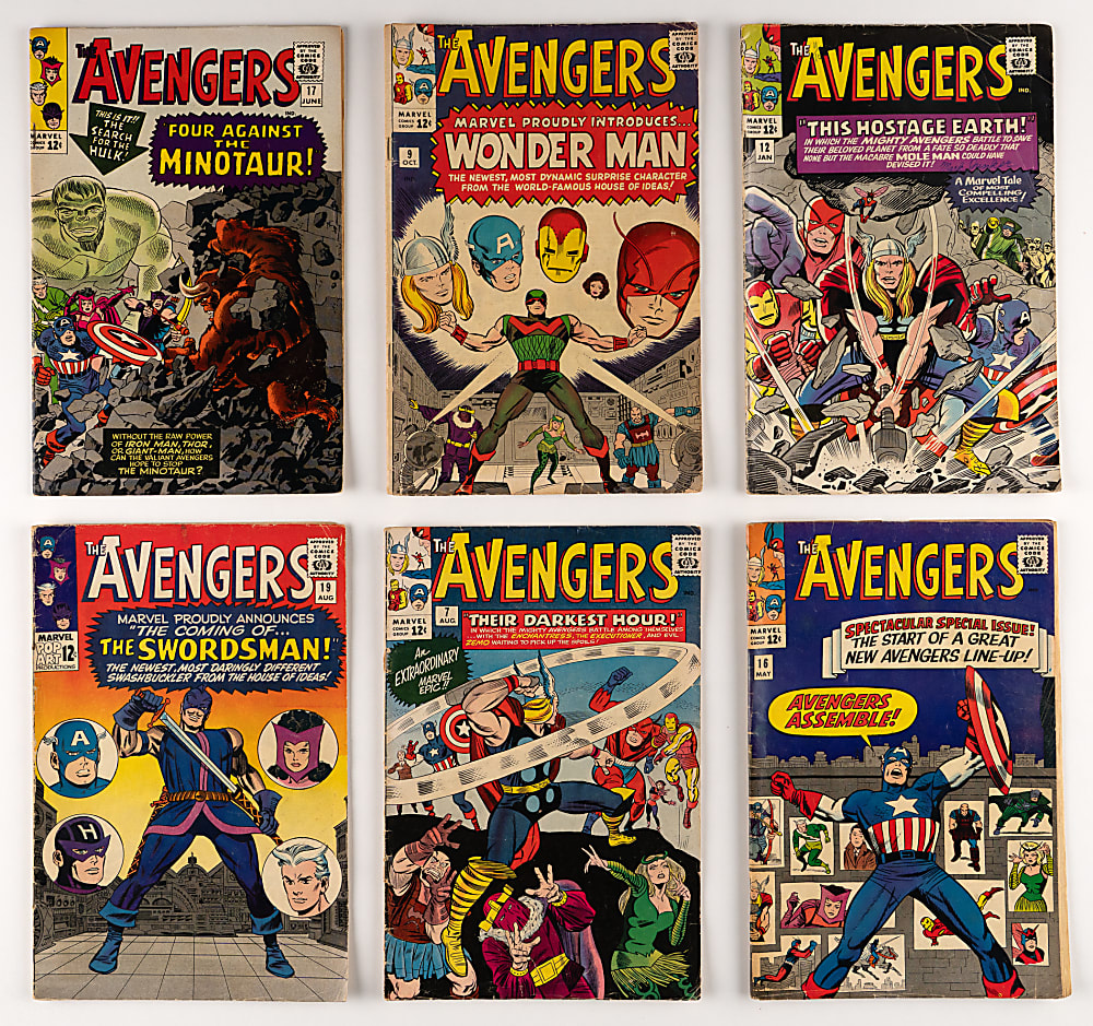 1964-1965 Marvel Comics The Avengers #7-19 Near-Complete Run (11/13) with #9 First Wonder Man & #16 New Lineup