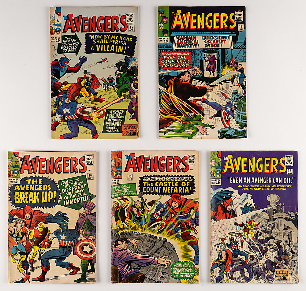 1964-1965 Marvel Comics The Avengers #7-19 Near-Complete Run (11/13) with #9 First Wonder Man & #16 New Lineup