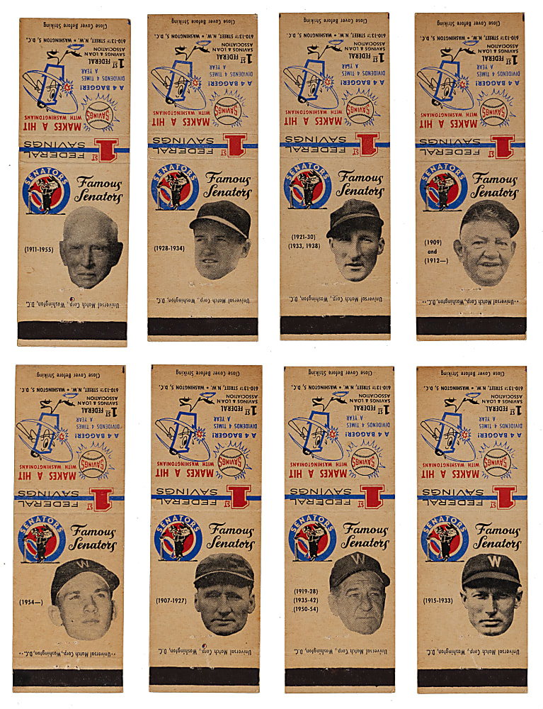 1959 1st Federal Savings Famous Washington Senators Matchbooks Complete Set (20)