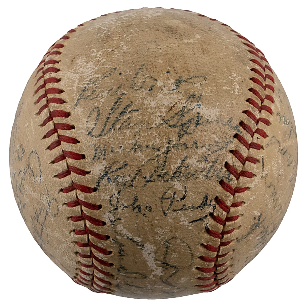 1946 American League All-Stars Team-Signed OAL/Harridge Reunion Baseball with (24) Including Ted Williams & Bob Feller