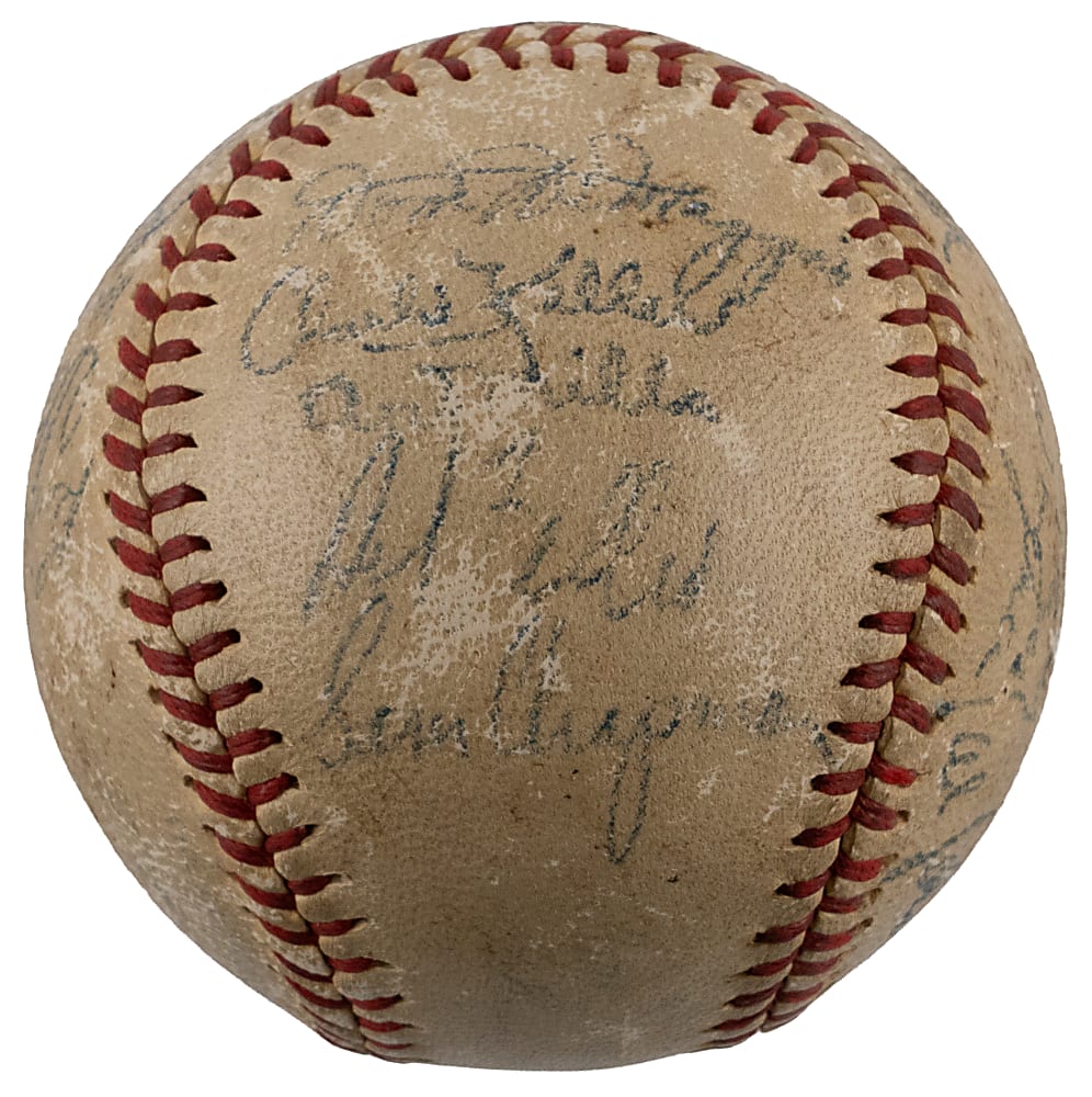 1946 American League All-Stars Team-Signed OAL/Harridge Reunion Baseball with (24) Including Ted Williams & Bob Feller