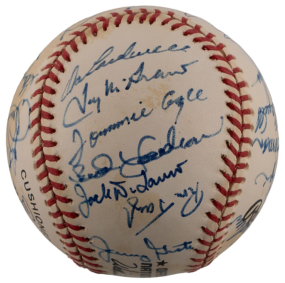 1969 World Champion New York Mets Reunion Team-Signed ONL/White Baseball with (25) Signatures Including Nolan Ryan & Tom Seaver Sweet Spot