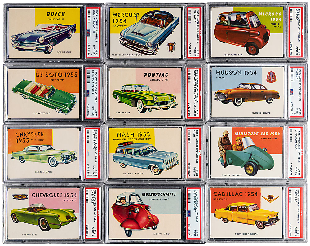 1954-1955 Topps World on Wheels PSA Graded Complete Set (180/180) with Complete High Number Set - #3 PSA Set Registry (8.39 GPA) with (8.35 High Number GPA) Including (6) Red Backs!