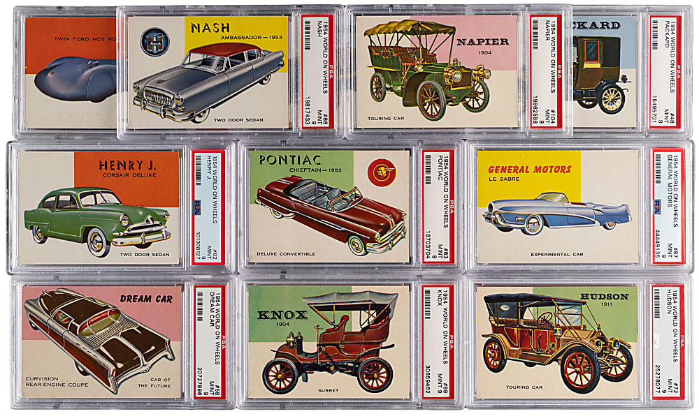 1954-1955 Topps World on Wheels PSA Graded Complete Set (180/180) with Complete High Number Set - #3 PSA Set Registry (8.39 GPA) with (8.35 High Number GPA) Including (6) Red Backs!