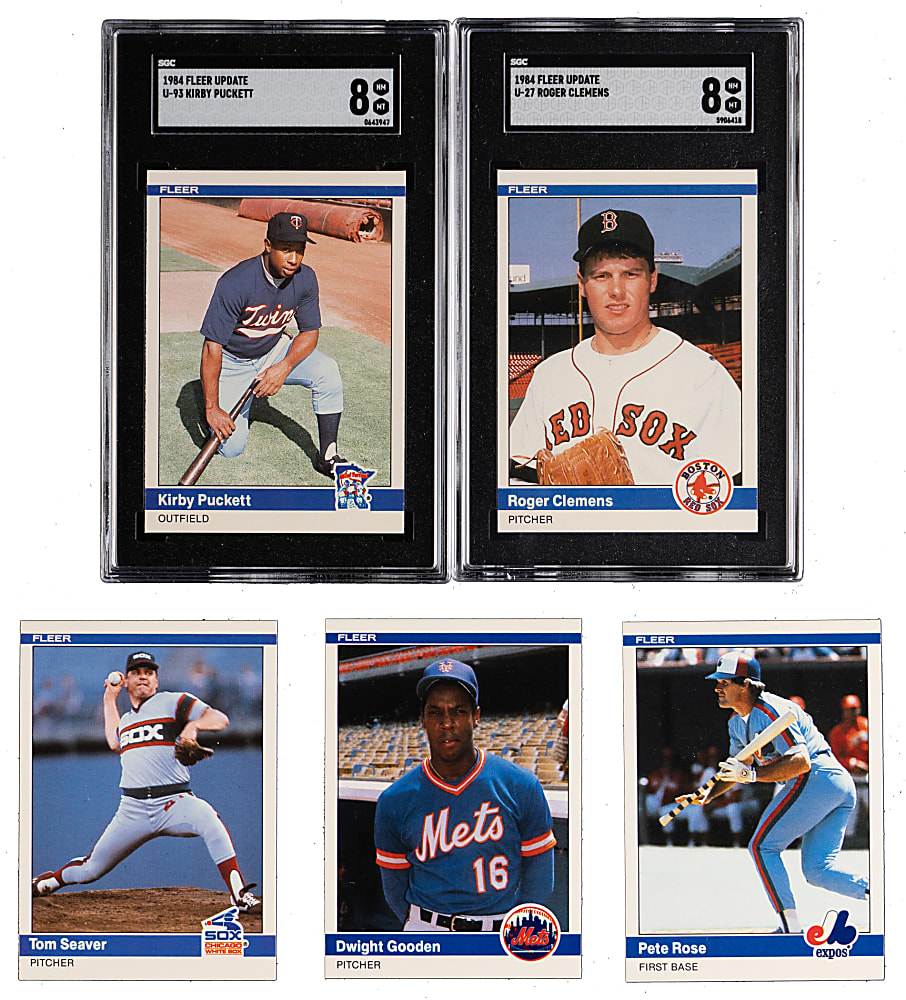 1984 Fleer Update Complete Set (132) with SGC NM/MT 8 Graded Roger Clemens & Kirby Puckett Rookies