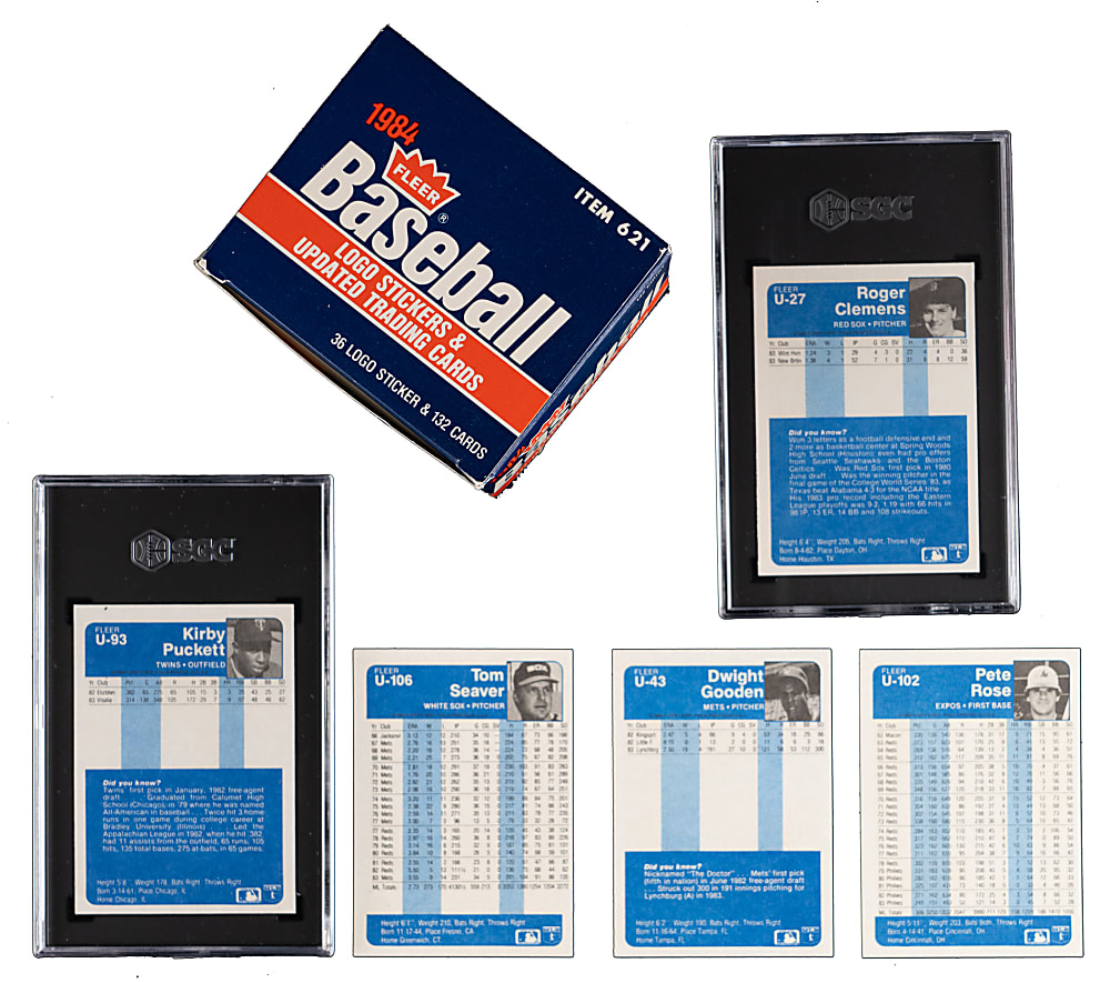 1984 Fleer Update Complete Set (132) with SGC NM/MT 8 Graded Roger Clemens & Kirby Puckett Rookies