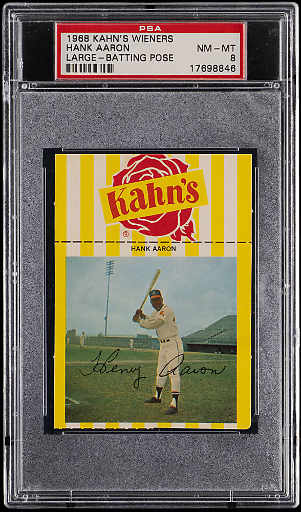 1968 Kahn's Wieners Hank Aaron Large - Batting Pose PSA NM-MT 8