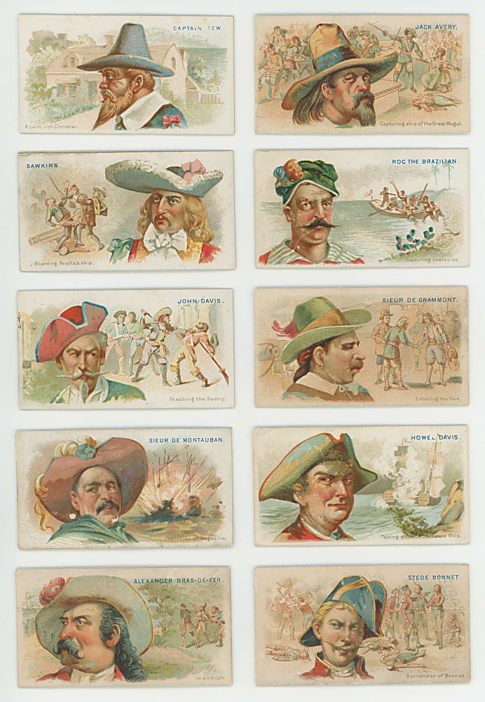1888 N19 Allen & Ginter Pirates of the Spanish Main Partial Set (34/50) with Captain Kidd