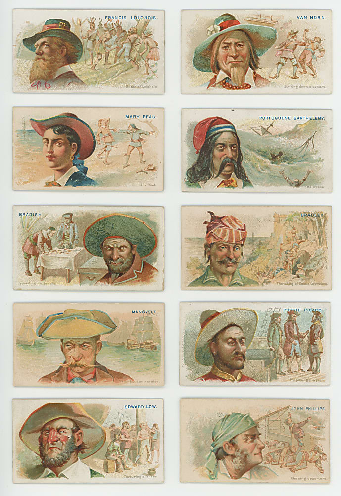 1888 N19 Allen & Ginter Pirates of the Spanish Main Partial Set (34/50) with Captain Kidd