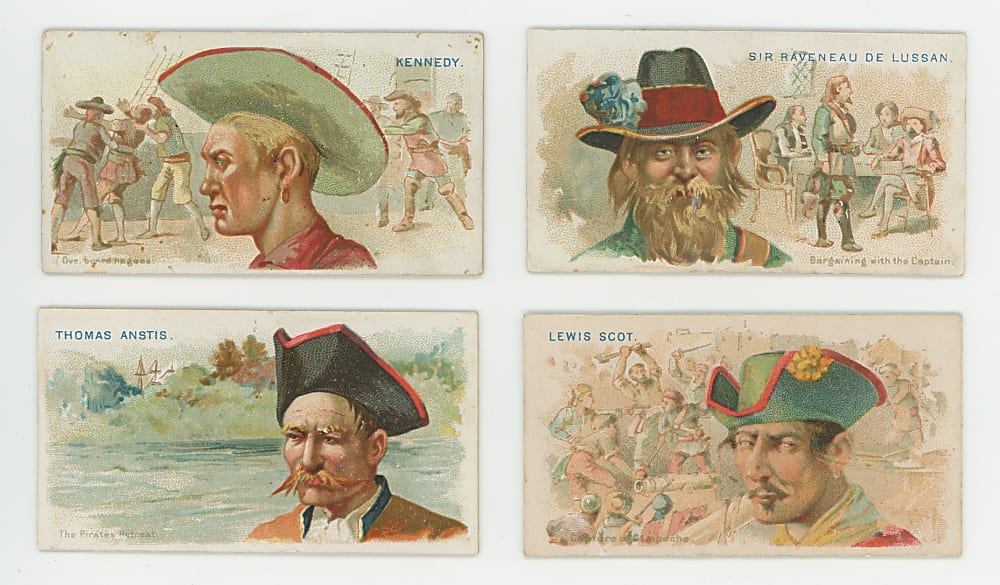 1888 N19 Allen & Ginter Pirates of the Spanish Main Partial Set (34/50) with Captain Kidd