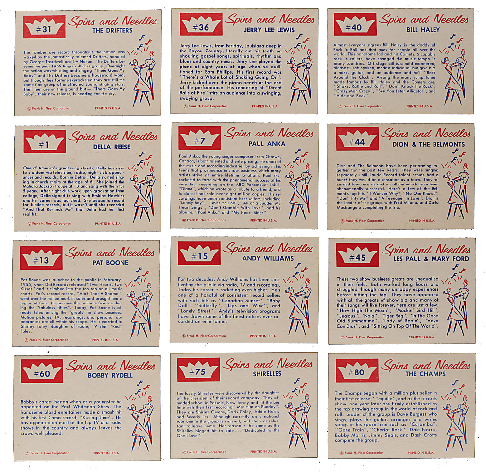 1960 Fleer Spins & Needles Complete Set (80) - Clean!