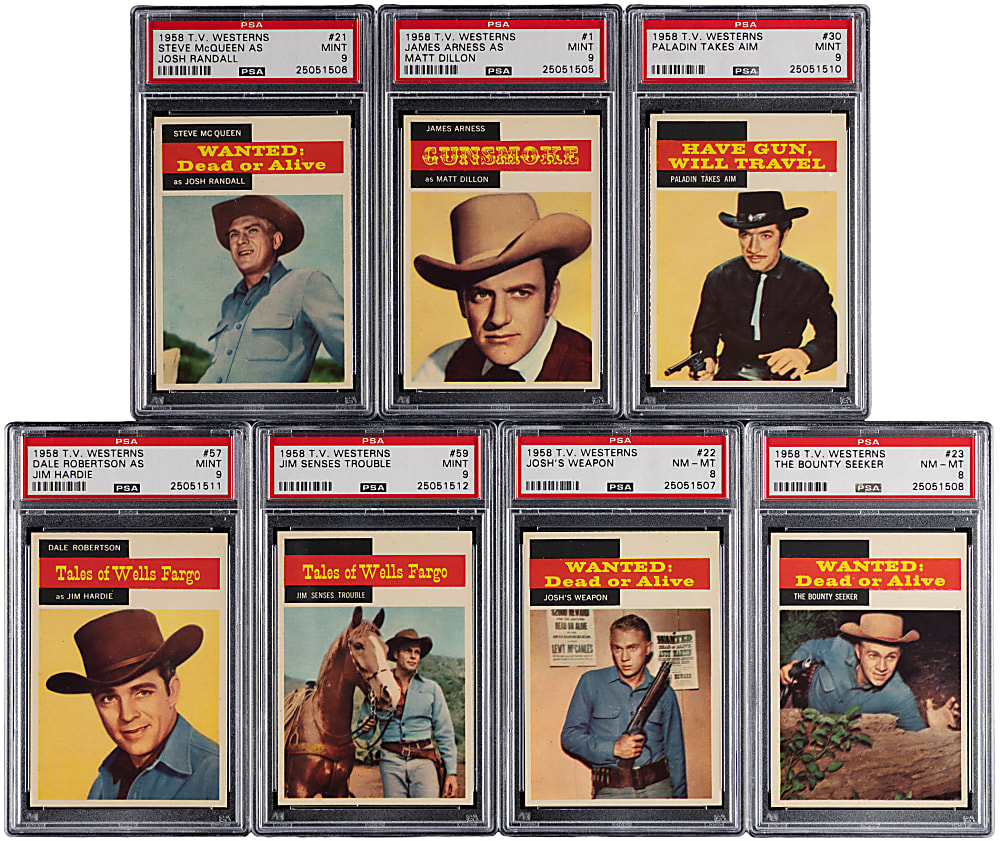 1958 Topps T.V. Westerns High-Grade Complete Set (71) with (7) PSA NM-MT 8 to MINT 9 Graded Including #1 PSA MINT 9 (Population 5, None Higher)
