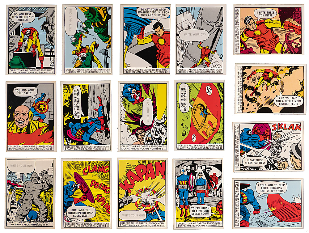 1966 Donruss Marvel Super Heroes Near Complete Set (65/66) with (4) PSA NM-MT 8 Including (3) Spider-Man