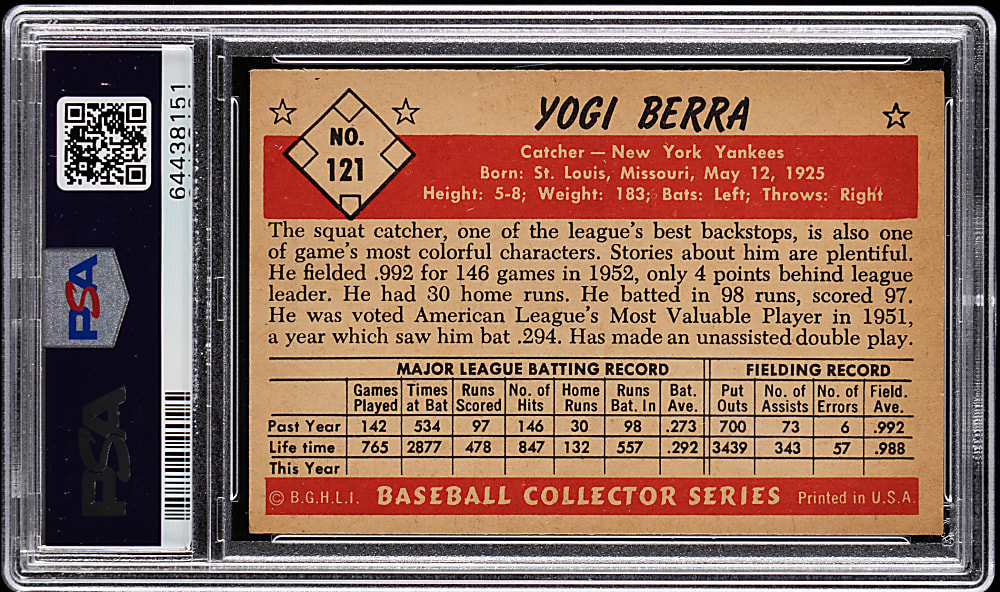 1953 Bowman Color #121 Yogi Berra PSA EX-MT 6