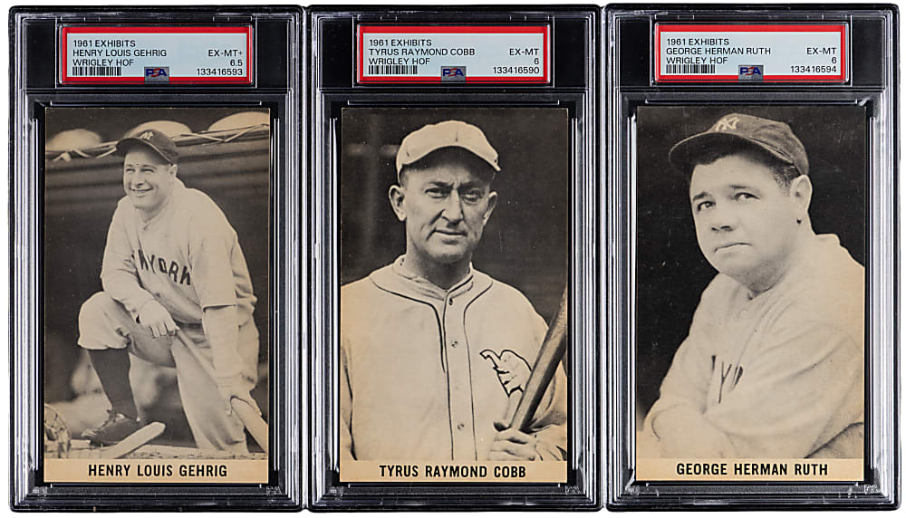 1961 Wrigley Field Hall of Fame Exhibits Complete High-Grade Set (24) Including PSA Graded Cobb, Gehrig & Ruth