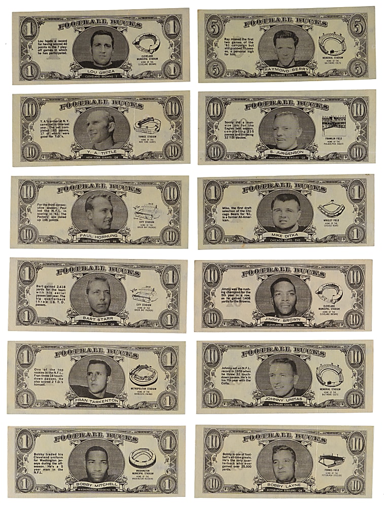 1962 Topps Football Bucks Complete Set (48) - Clean!