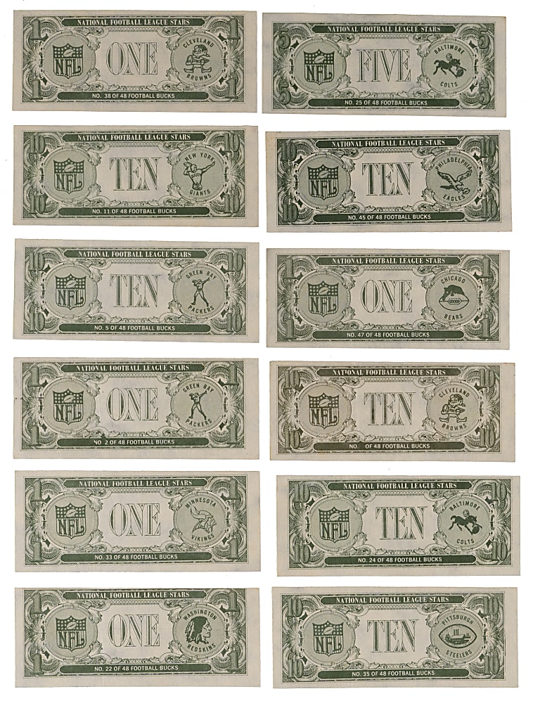 1962 Topps Football Bucks Complete Set (48) - Clean!