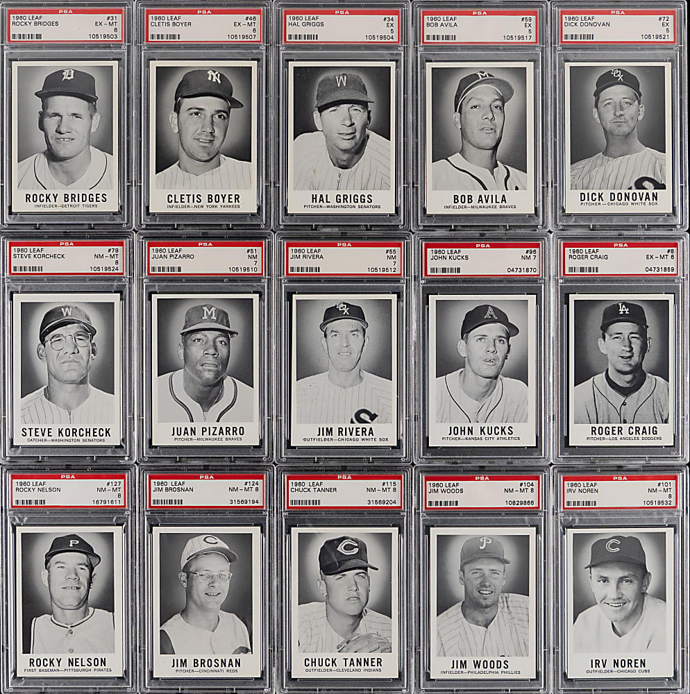 1960 Leaf Near Complete Set (117/144) with (15) PSA Graded