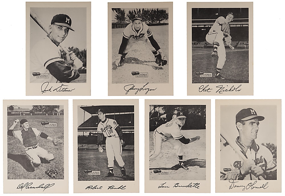 1953-1957 Spic and Span Milwaukee Braves 7x10 Near Complete Set (13/14) with Autographed Eddie Mathews