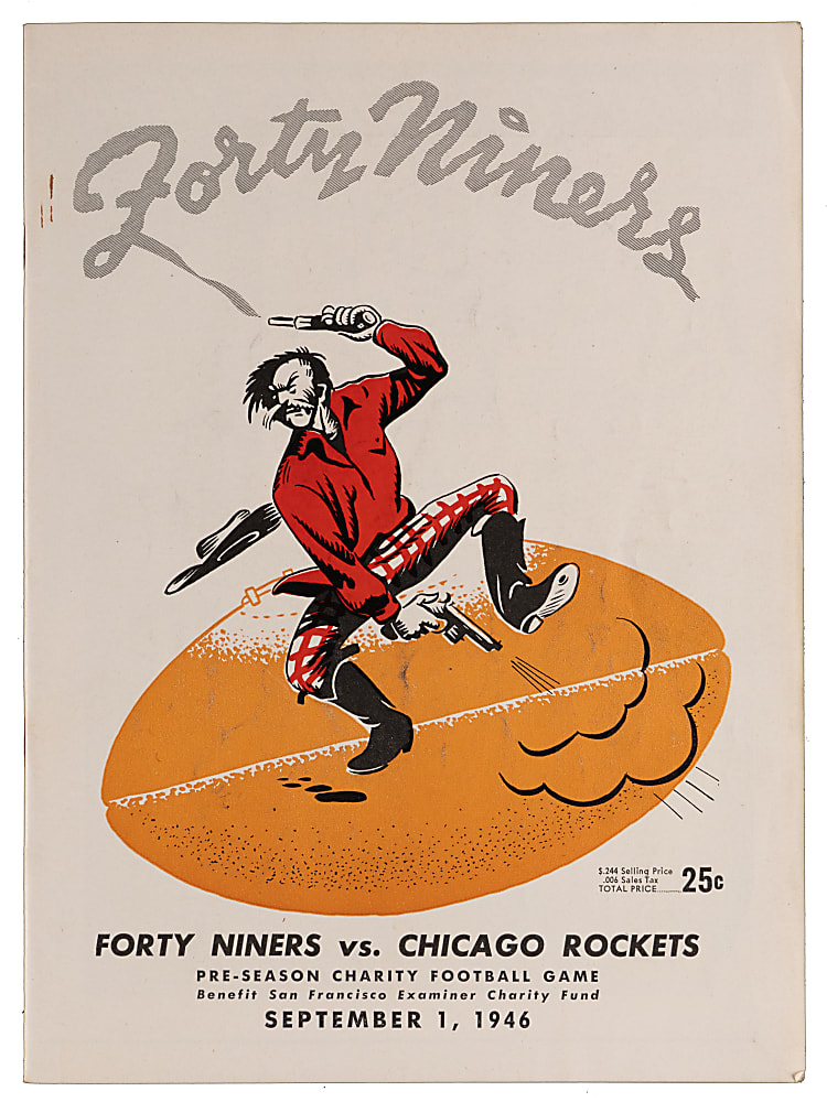 September 1st, 1946 San Francisco 49ers Versus Chicago Rockets AAFC Pre-Season Program - Second Ever SF 49ers Game & First Game at Kezar Stadium!