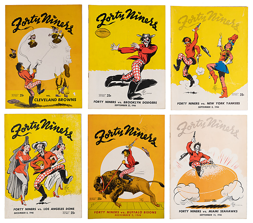 1946 AAFC San Francisco 49ers Inaugural Season Home Game Program Near Complete Set (6/7)