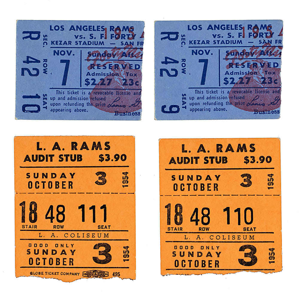 1950-1954 San Francisco 49ers Early NFL Programs Collection (43) with (4) Ticket Stubs - (47) Total Pieces Including 1st NFL Game Program